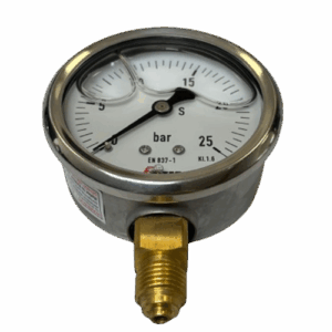 Manomètre radial inox 0-25 bar M¼", Ø 63mm