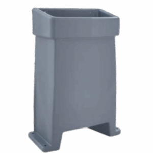 bac à brosse en plastique gris avec un emboutage arrodi et deux pied avec une réhausse