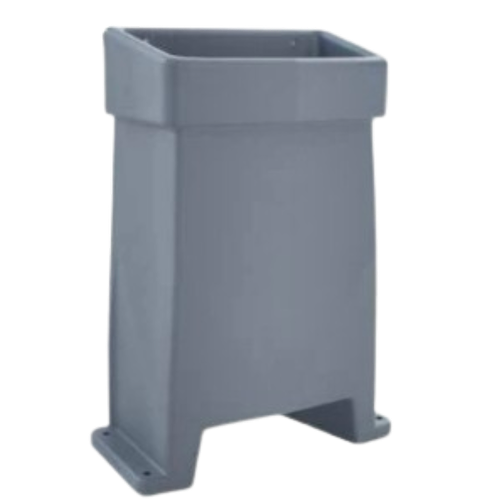 bac à brosse en plastique gris avec un emboutage arrodi et deux pied avec une réhausse