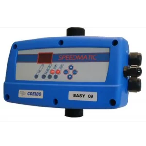 Variateur de vistesse avec un haut bleu et des vis noir, avec des bouton ecrit coelbo